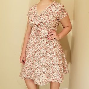 Pink Floral 100% Cotton Spring/Summer Dress Size L